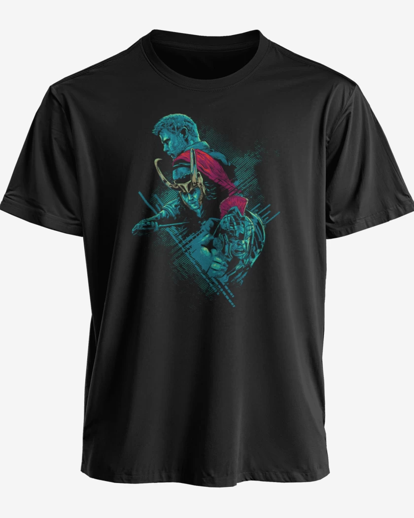 Polera premium Negro de Thor x loki x hulk