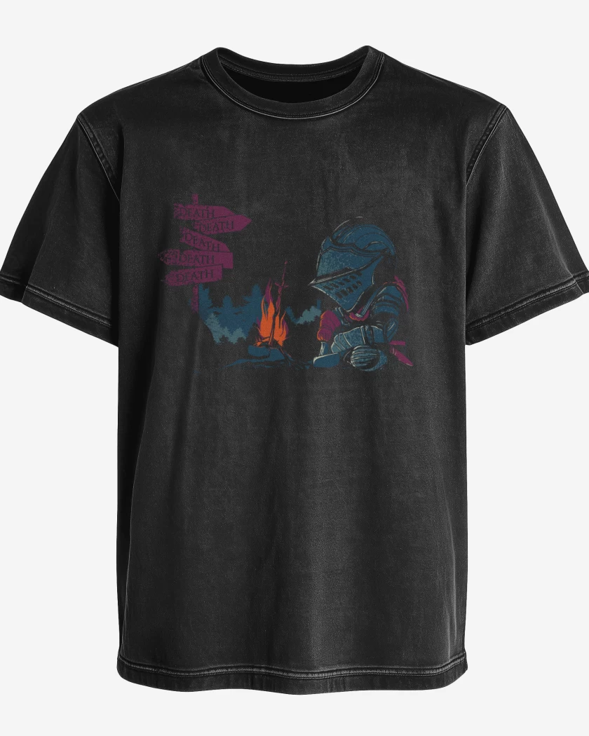 Polera desgastada Negro de dark souls