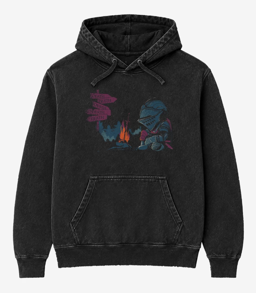 Poleron Canguro Acid Wash Negro de dark souls