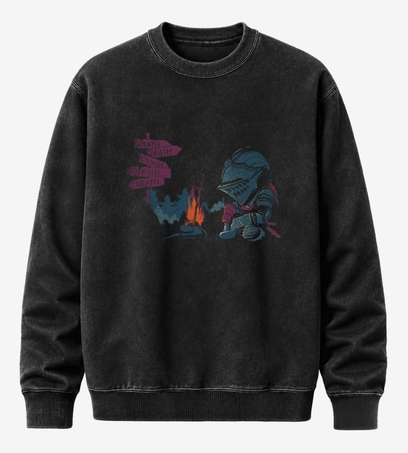 Poleron Polo Acid Wash Negro de dark souls