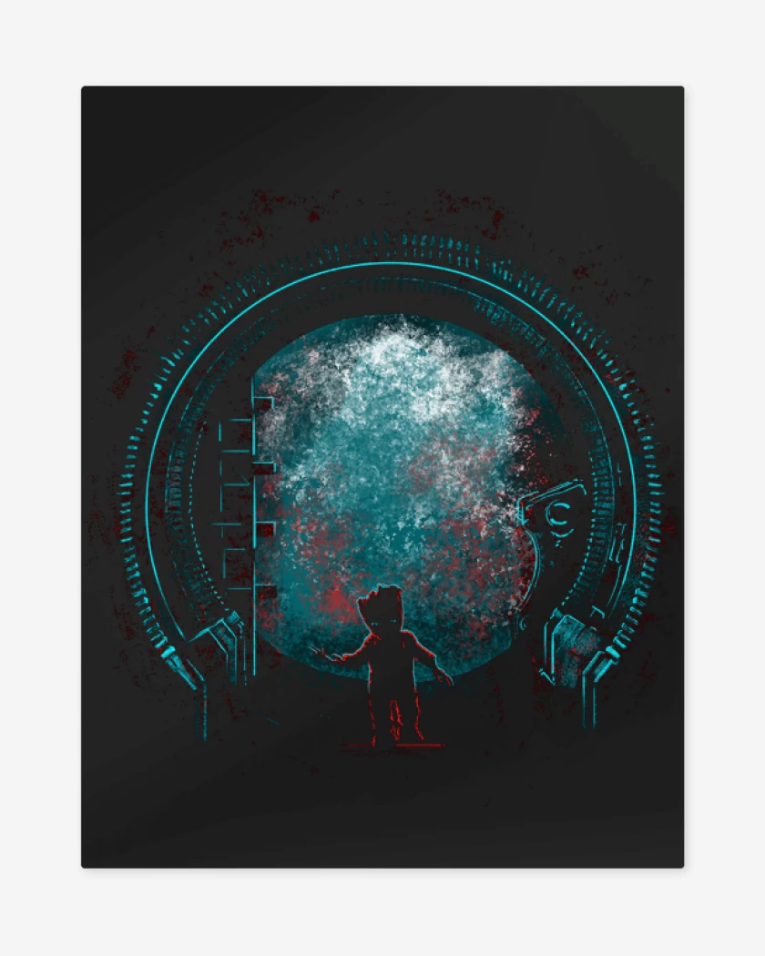 Print metalico Negro de the baby groot 