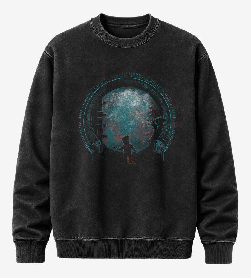 Poleron Polo Acid Wash Negro de the baby groot 