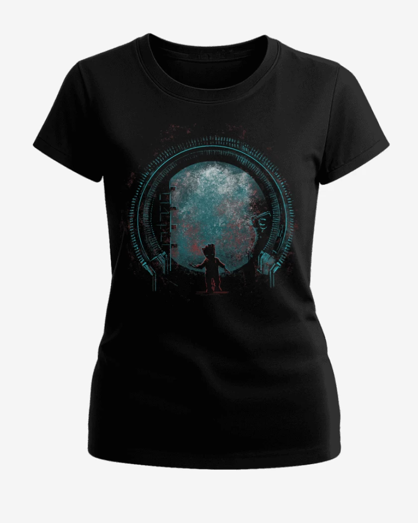 Polera de Mujer Negro de the baby groot 