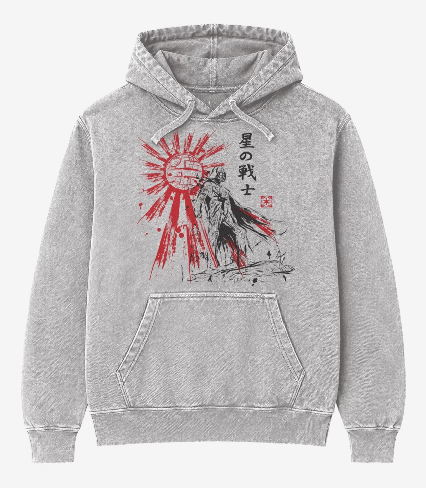 Poleron Canguro Acid Wash Gris Melange de vader japones