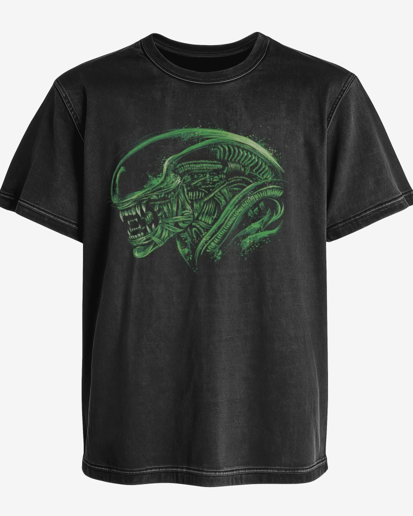 Polera desgastada Negro de Alien 2