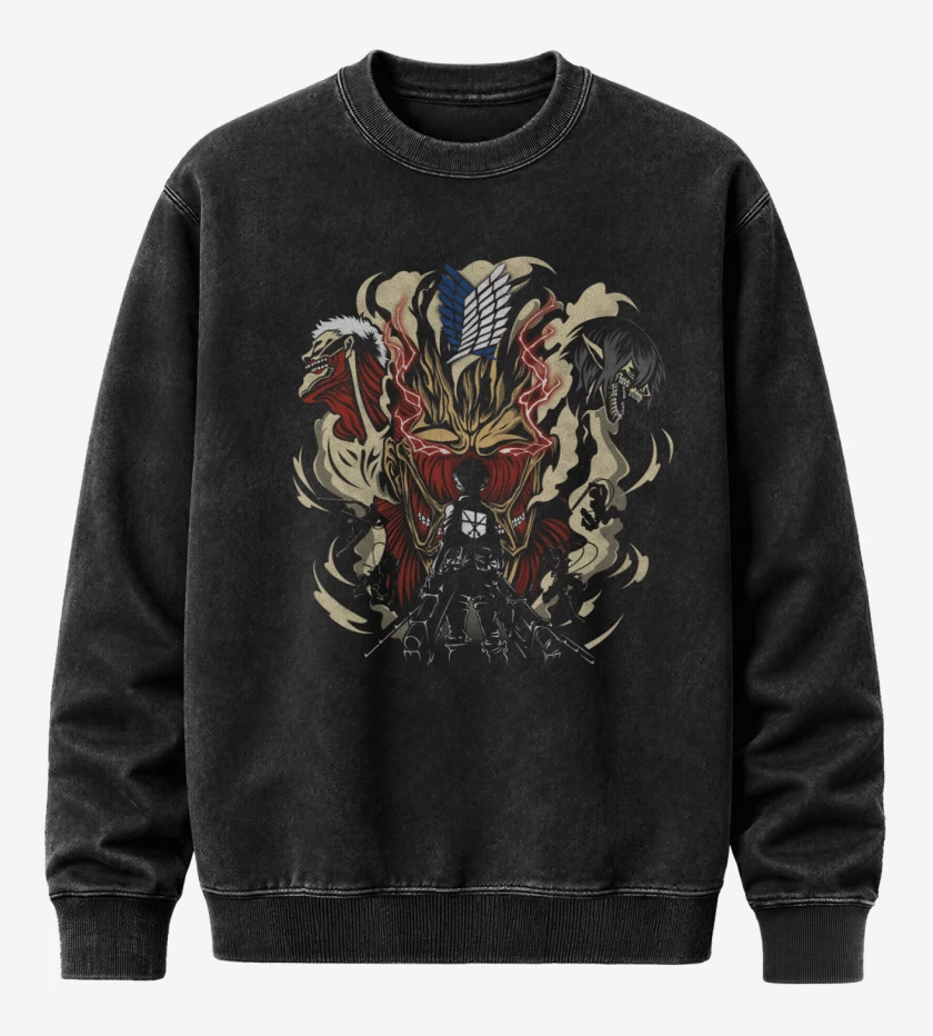 Poleron Polo Acid Wash Negro de Shingeki 4