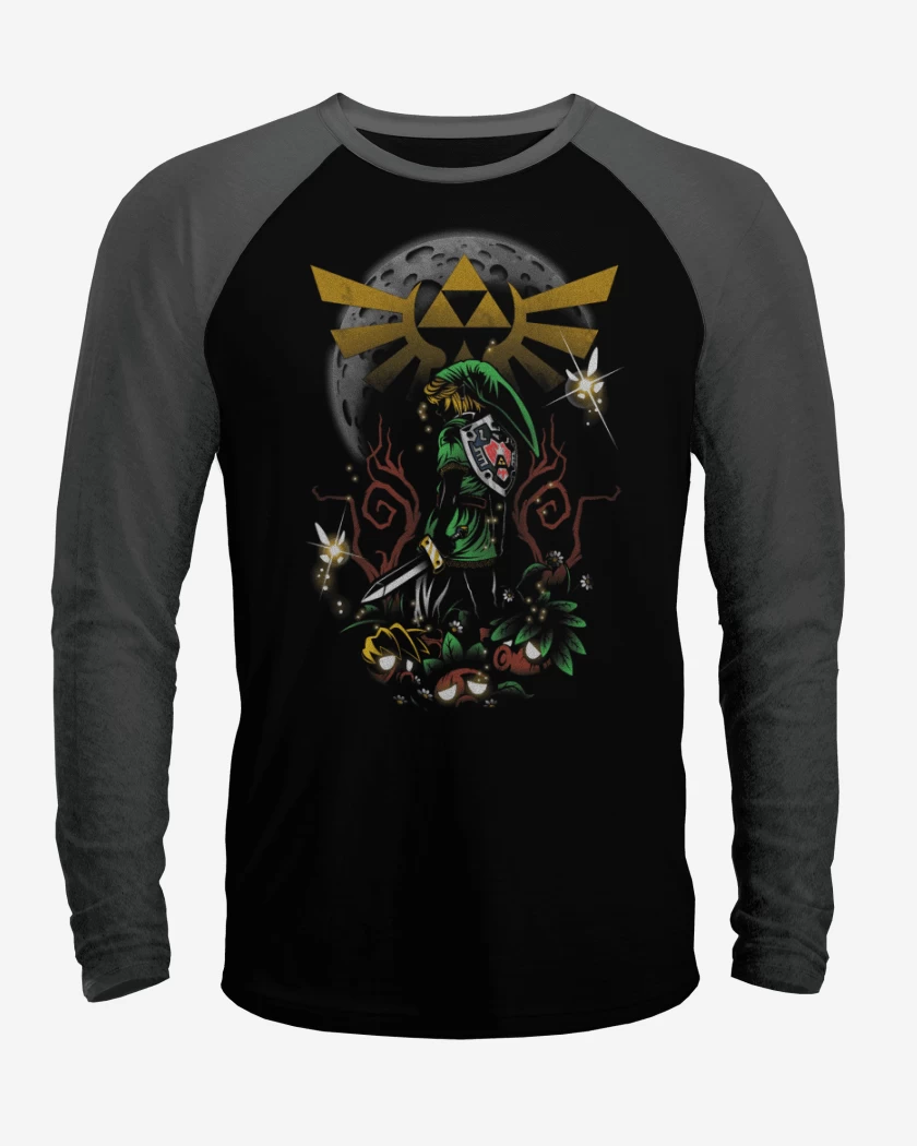 Polera Raglan Negro / Negro Heather de Link luna