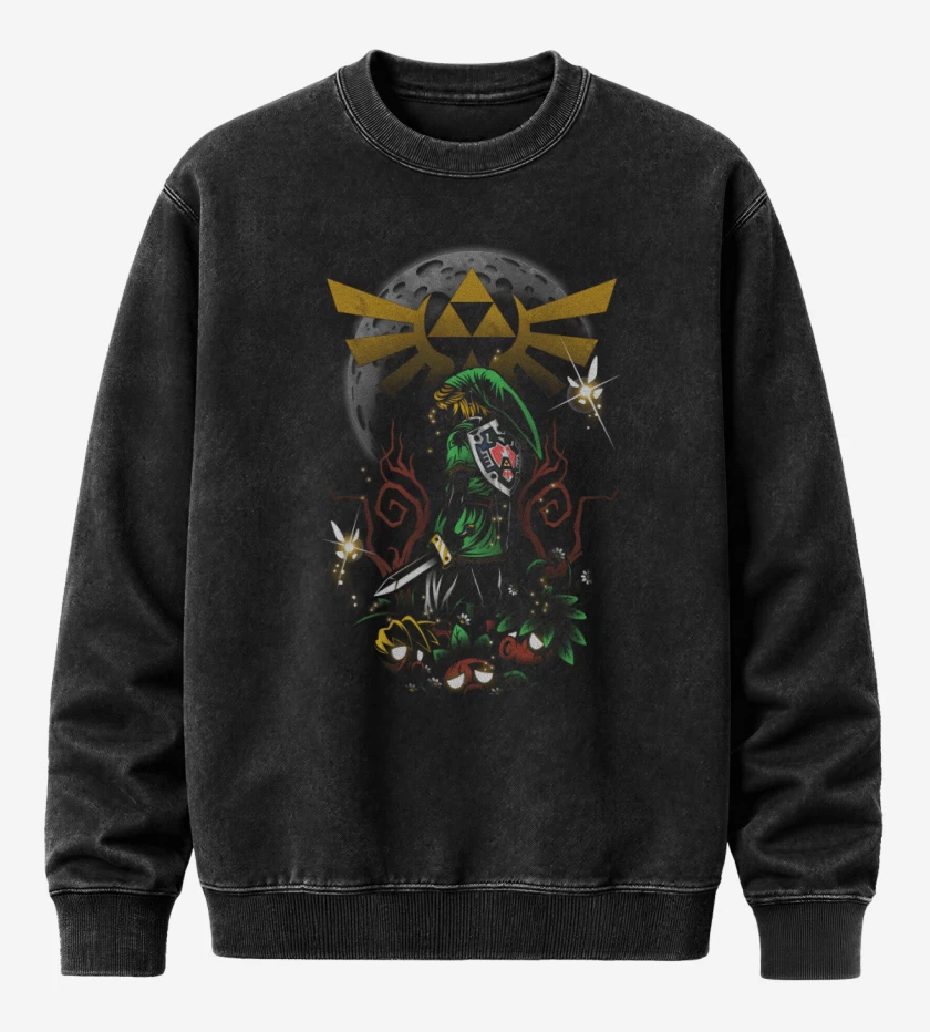 Poleron Polo Acid Wash Negro de Link luna