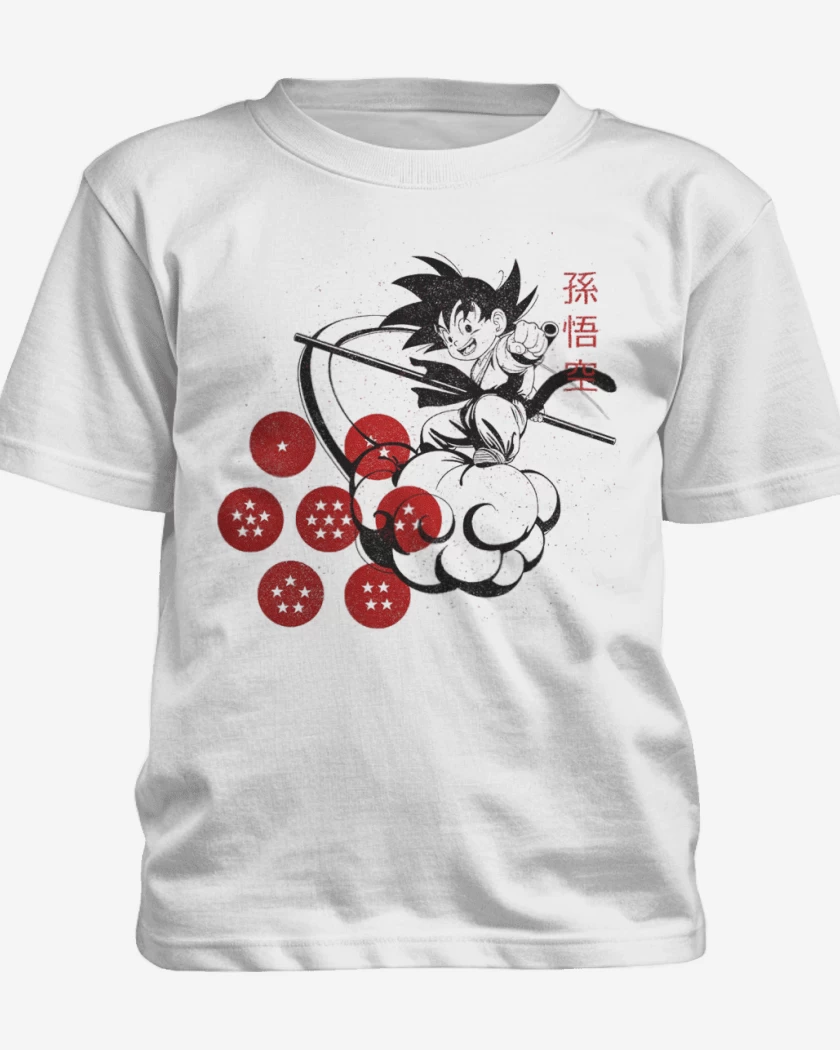 Polera de niño Blanco de Goku nube voladora