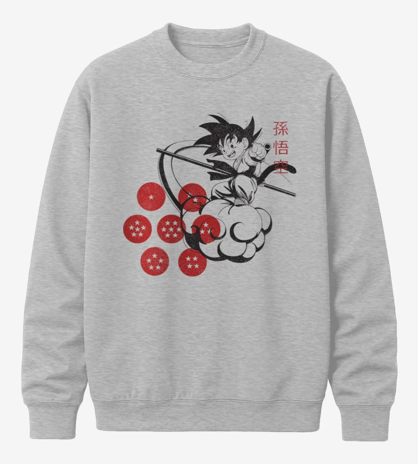 Poleron polo Gris Melange de Goku nube voladora