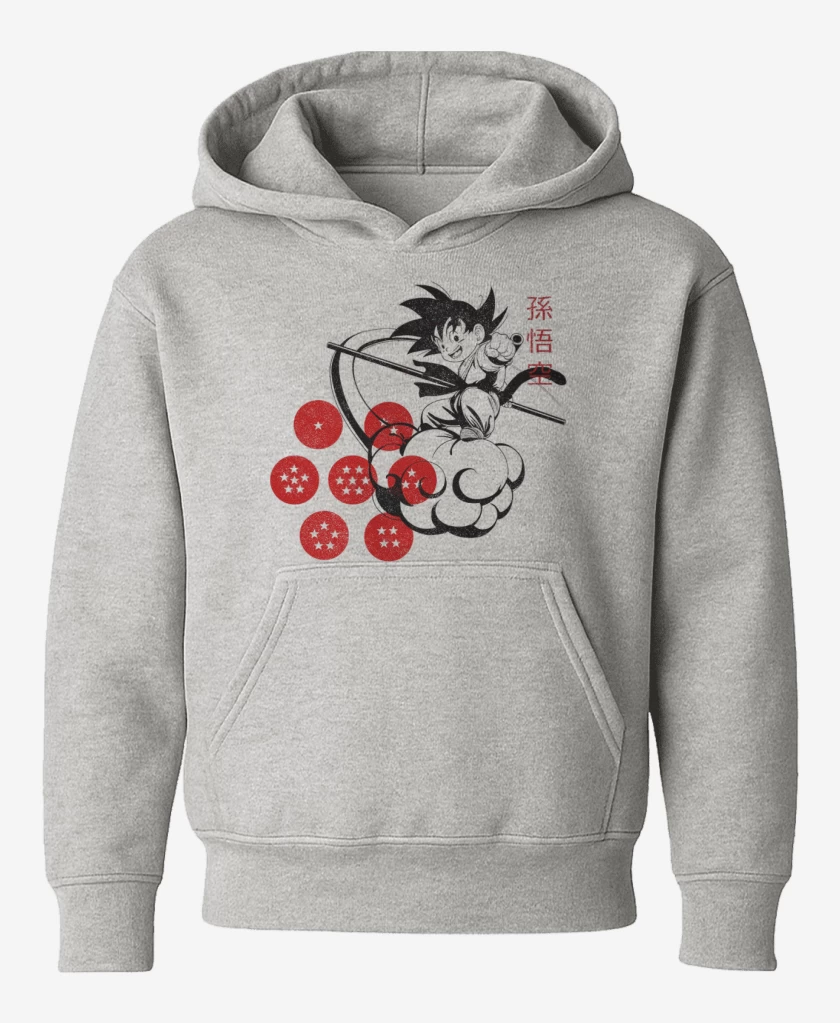 Poleron de niño Gris Melange de Goku nube voladora