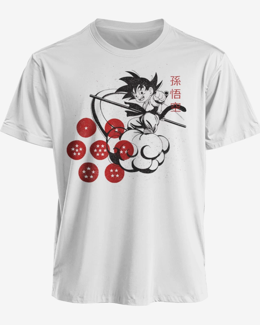Polera premium Blanco de Goku nube voladora