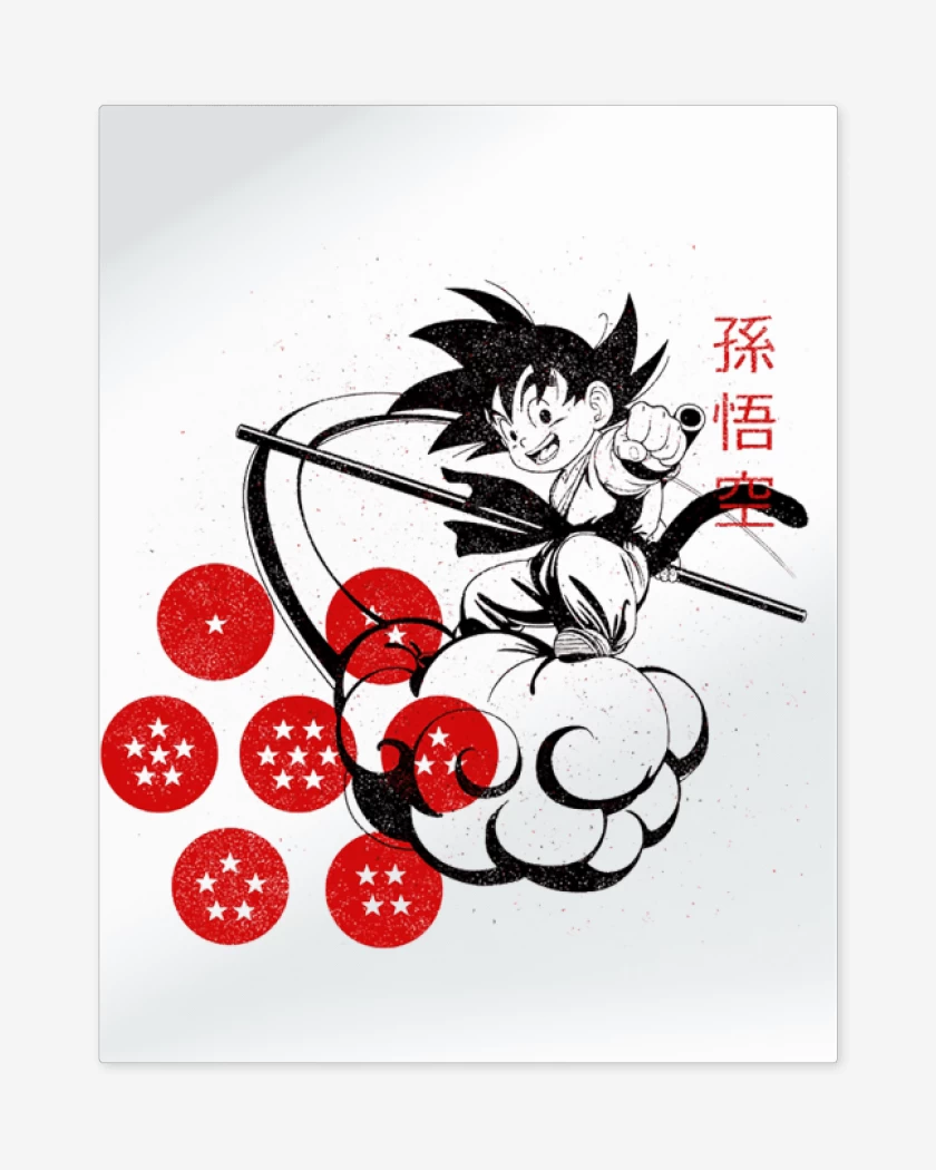 Print metalico Blanco de Goku nube voladora