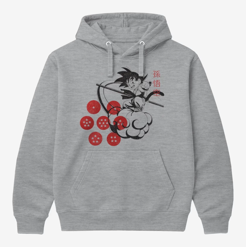 Polerón Canguro Gris Melange de Goku nube voladora