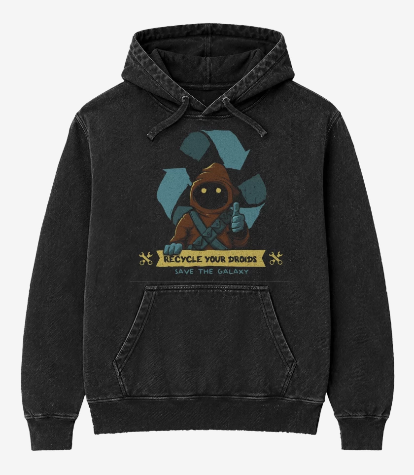Poleron Canguro Acid Wash Negro de Save the Galaxy