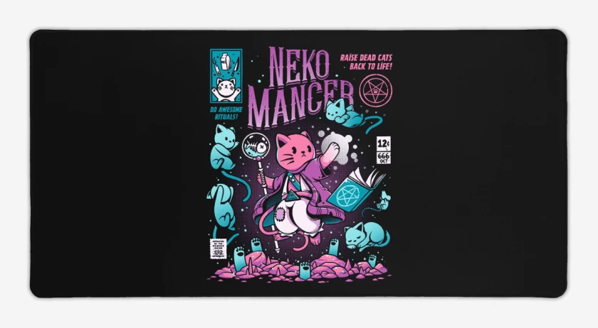 Mouse pad Gamer Negro de Neko Mancer 