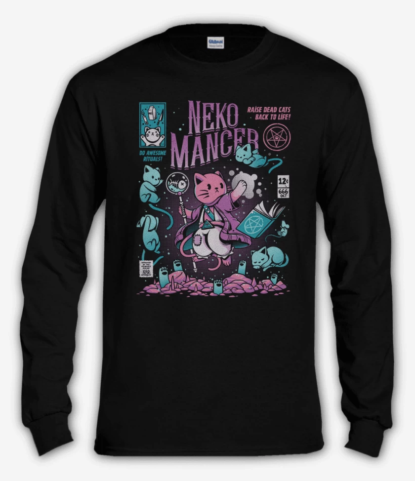 Polera manga larga Negro de Neko Mancer 