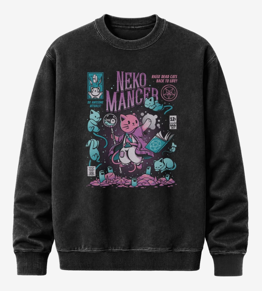 Poleron Polo Acid Wash Negro de Neko Mancer 