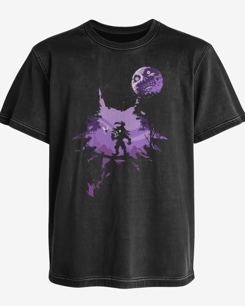 Polera desgastada Negro de skull kid