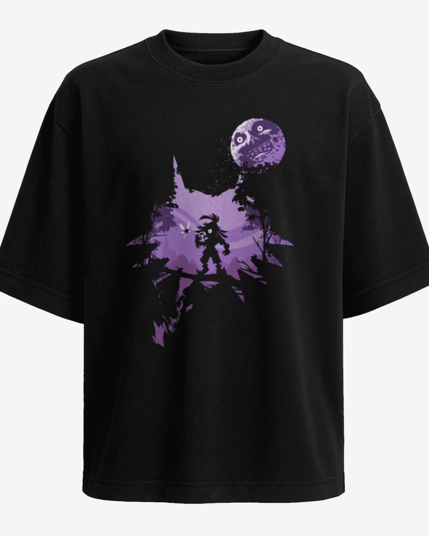 Polera Oversize Negro de skull kid
