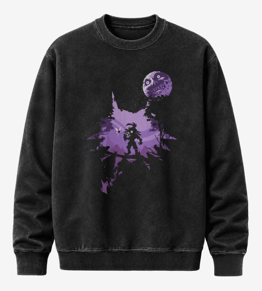 Poleron Polo Acid Wash Negro de skull kid