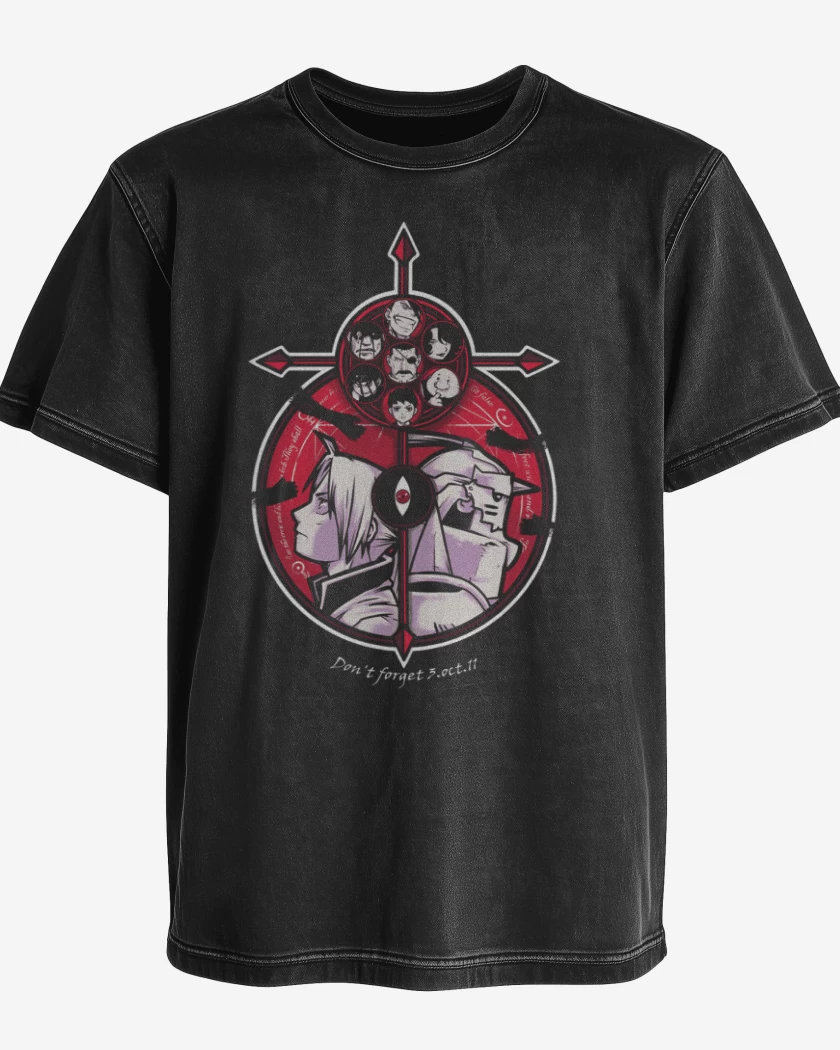 Polera desgastada Negro de fullmetal 7 pecados