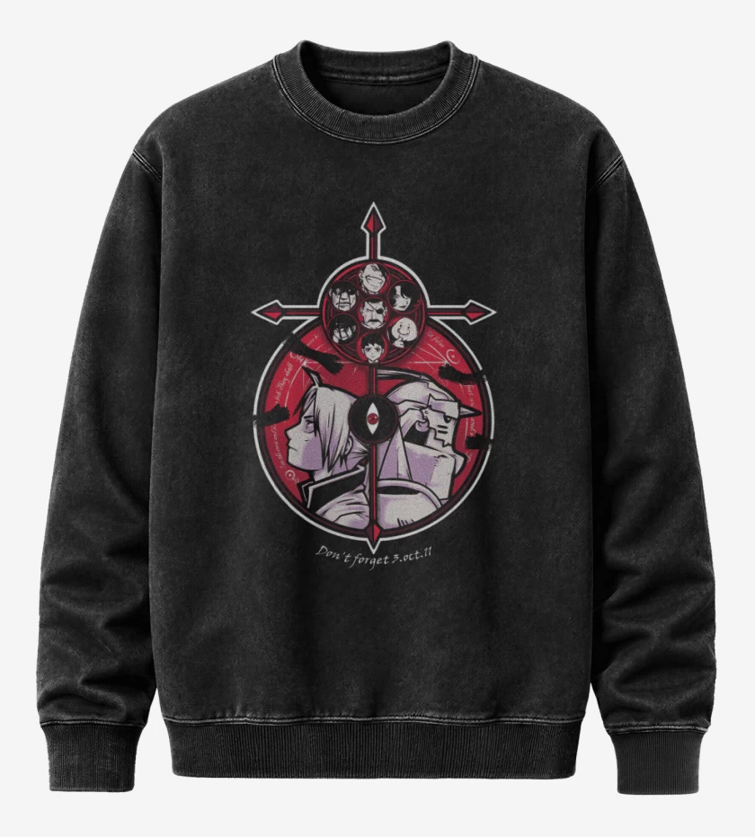 Poleron Polo Acid Wash Negro de fullmetal 7 pecados
