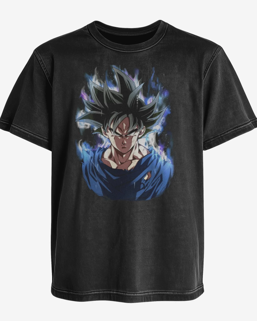 Polera desgastada Negro de goku migatte