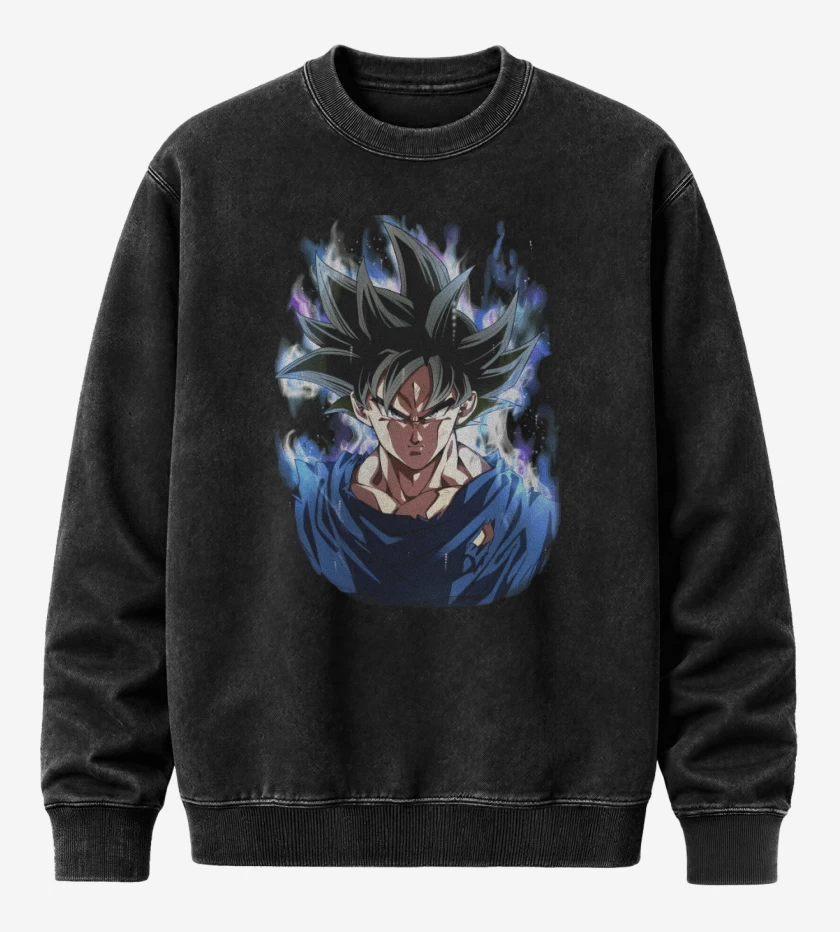 Poleron Polo Acid Wash Negro de goku migatte