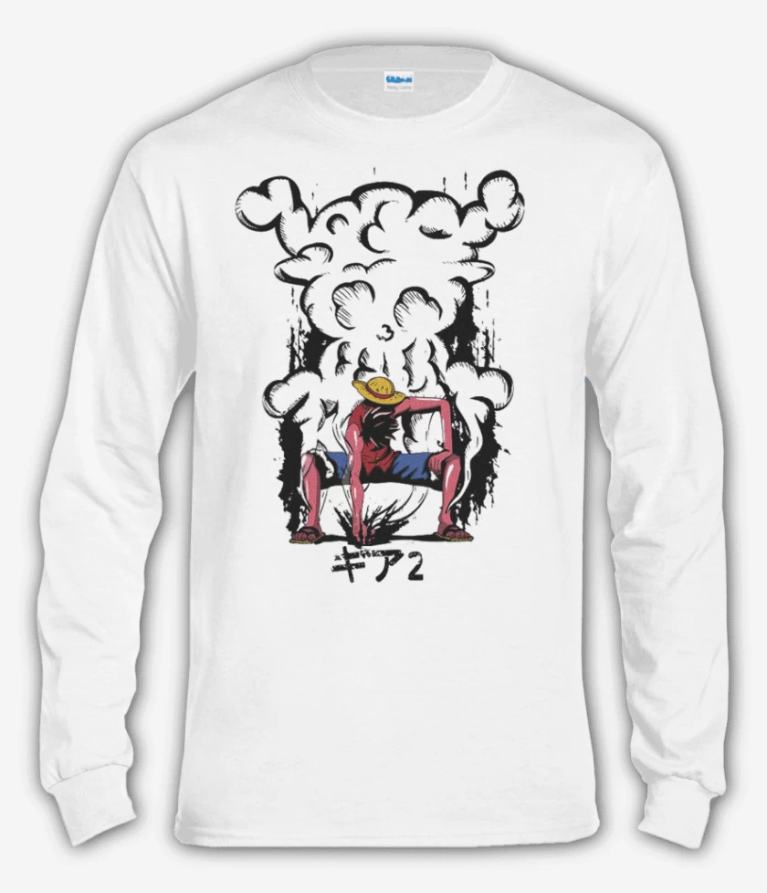 Polera manga larga Blanco de luffy gear
