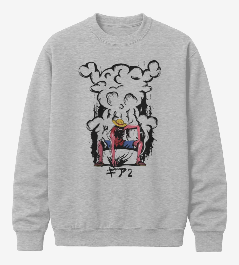 Poleron polo Gris Melange de luffy gear