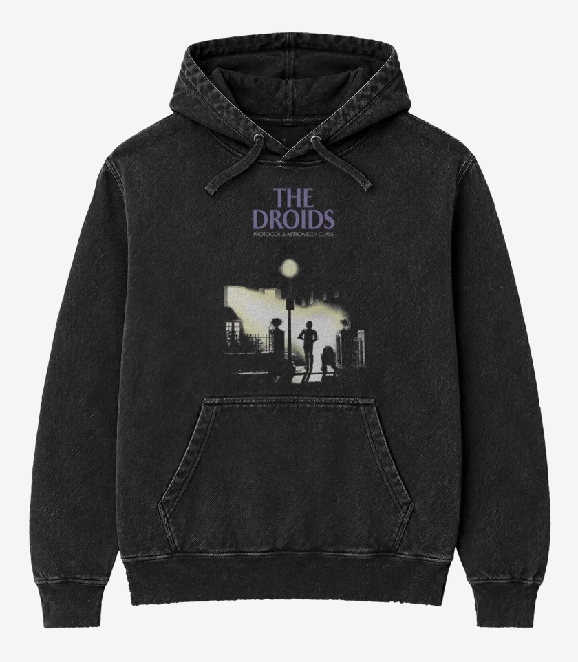 Poleron Canguro Acid Wash Negro de The Droids