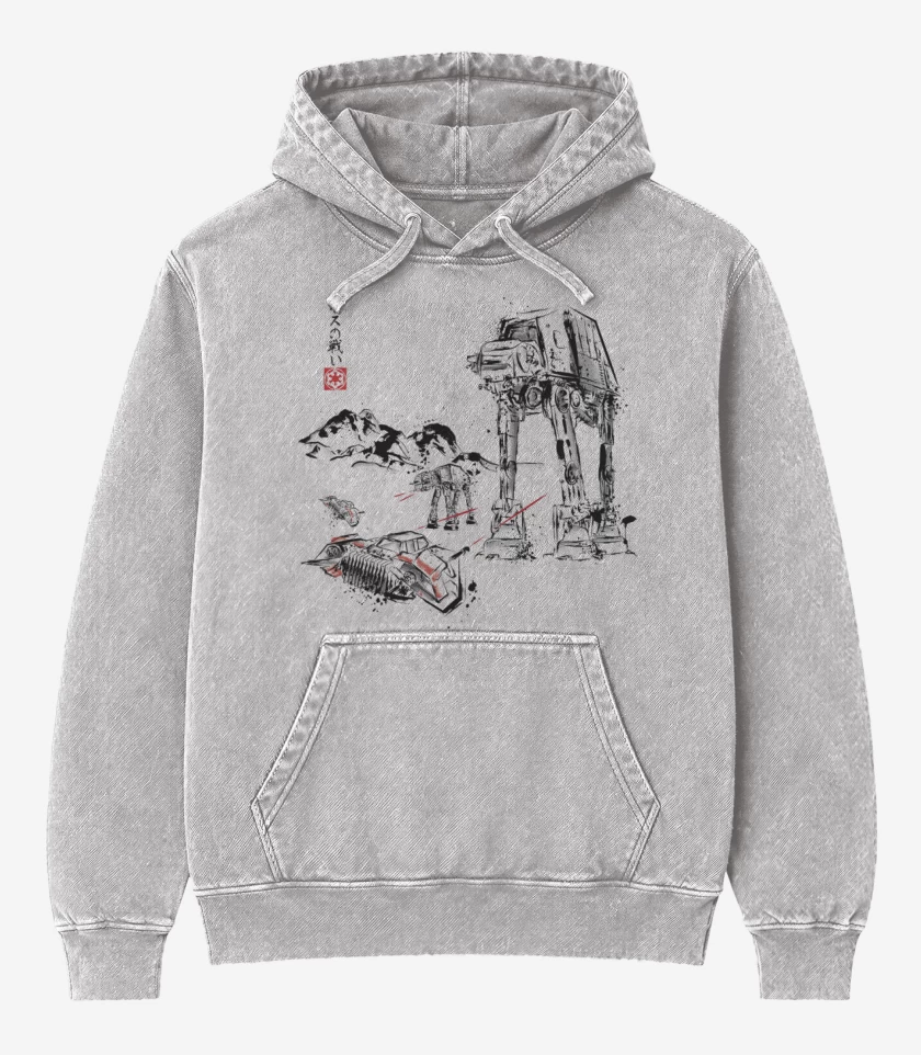 Poleron Canguro Acid Wash Gris Melange de Battle of Star Wars