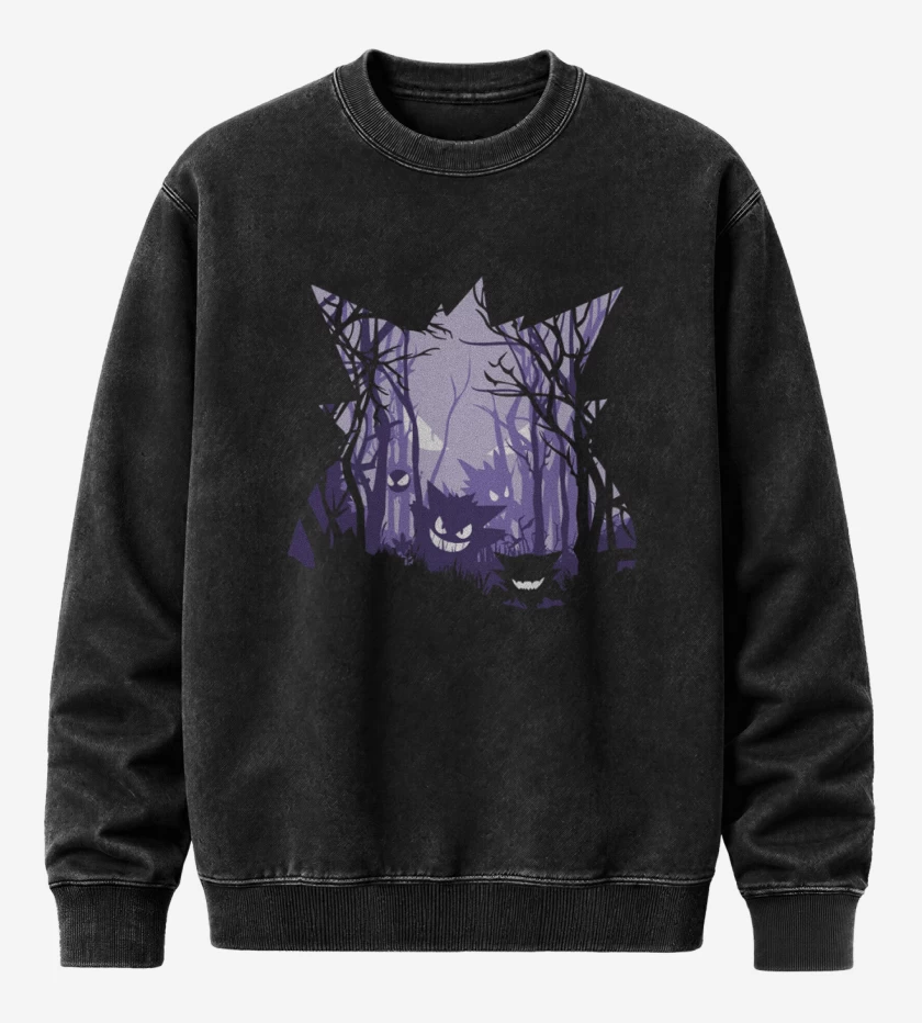 Poleron Polo Acid Wash Negro de big gengar