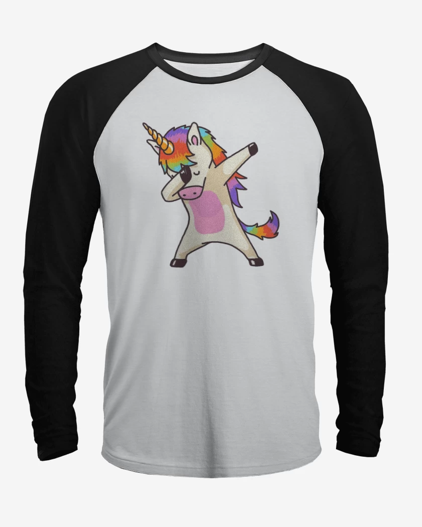 Polera Raglan Blanco / Negro de Unicornio