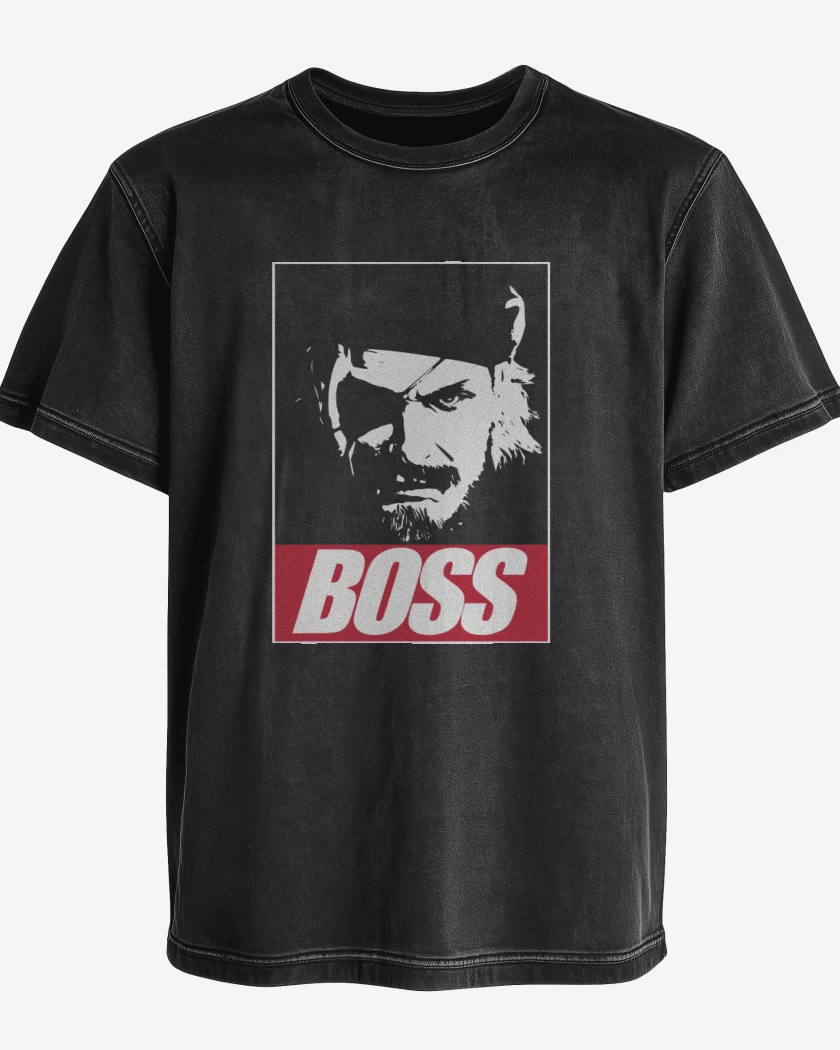 Polera desgastada Negro de Solid Snake - Boss