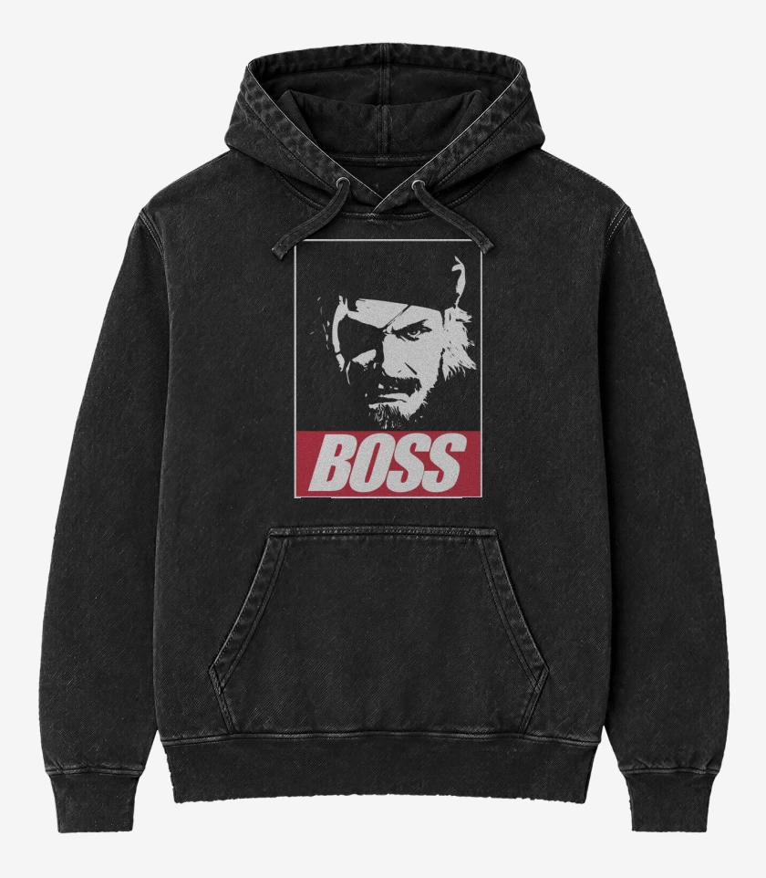 Poleron Canguro Acid Wash Negro de Solid Snake - Boss