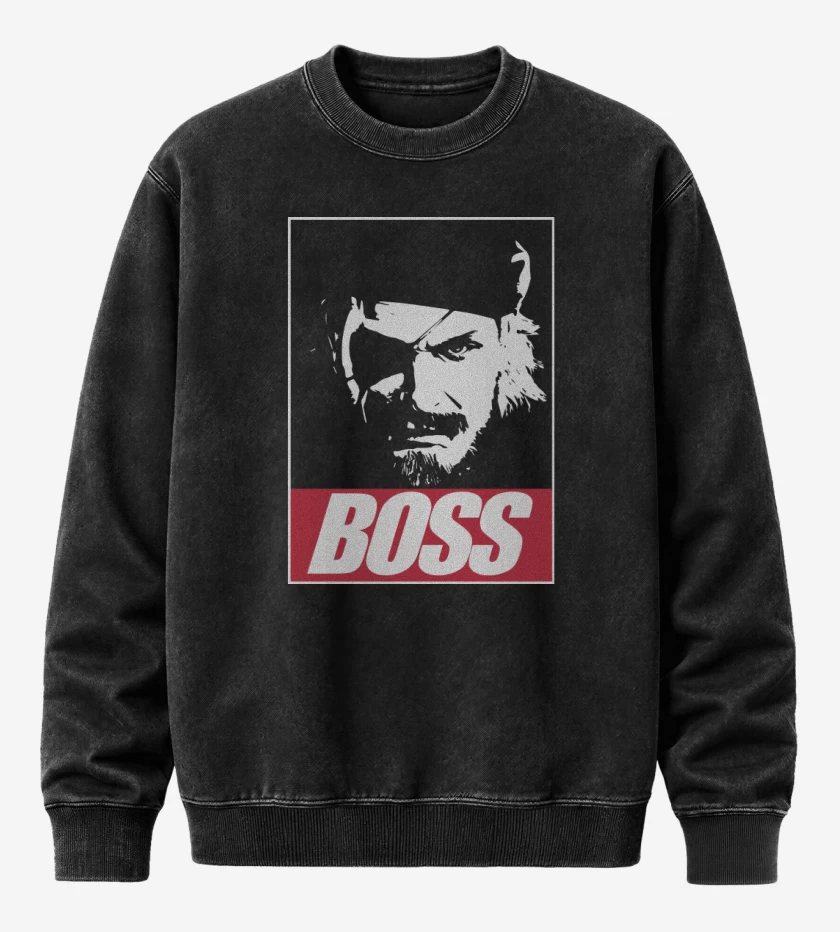 Poleron Polo Acid Wash Negro de Solid Snake - Boss