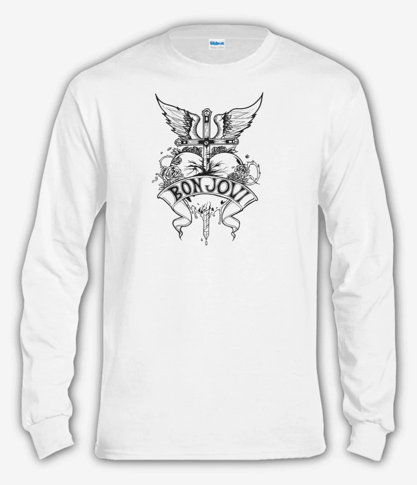 Polera manga larga Blanco de bon jovi