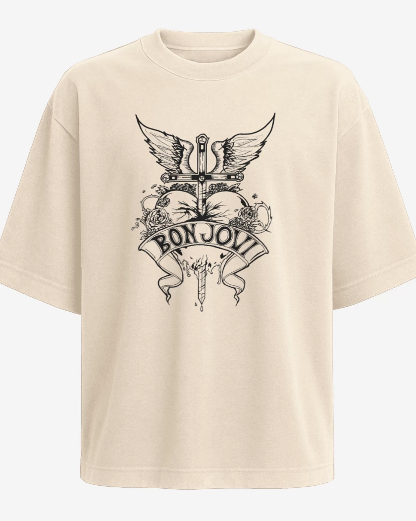 Polera Oversize Beige de bon jovi