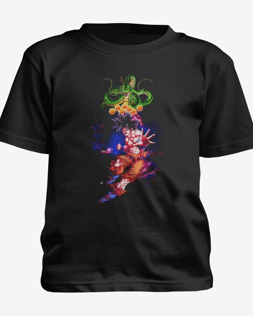 Polera de niño Negro de Goku y shen long