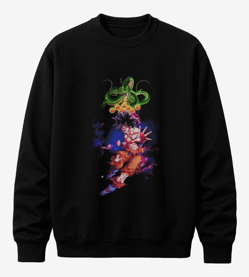 Poleron polo Negro de Goku y shen long