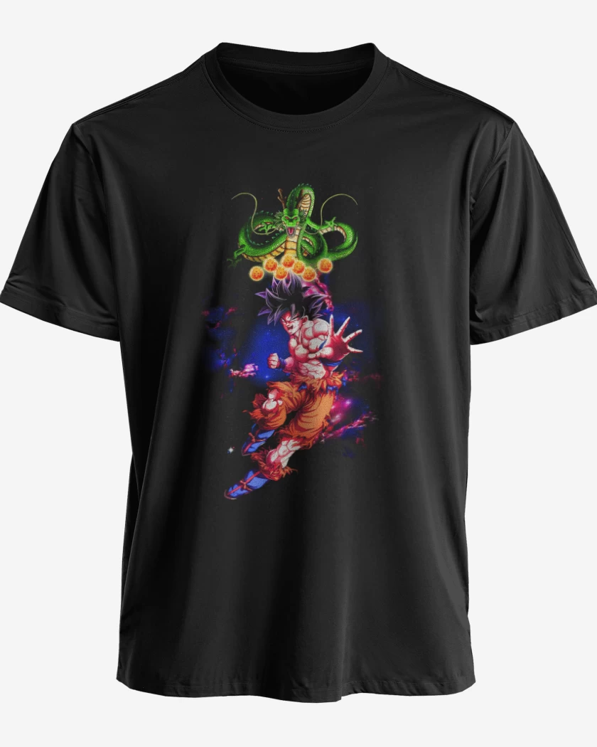 Polera premium Negro de Goku y shen long