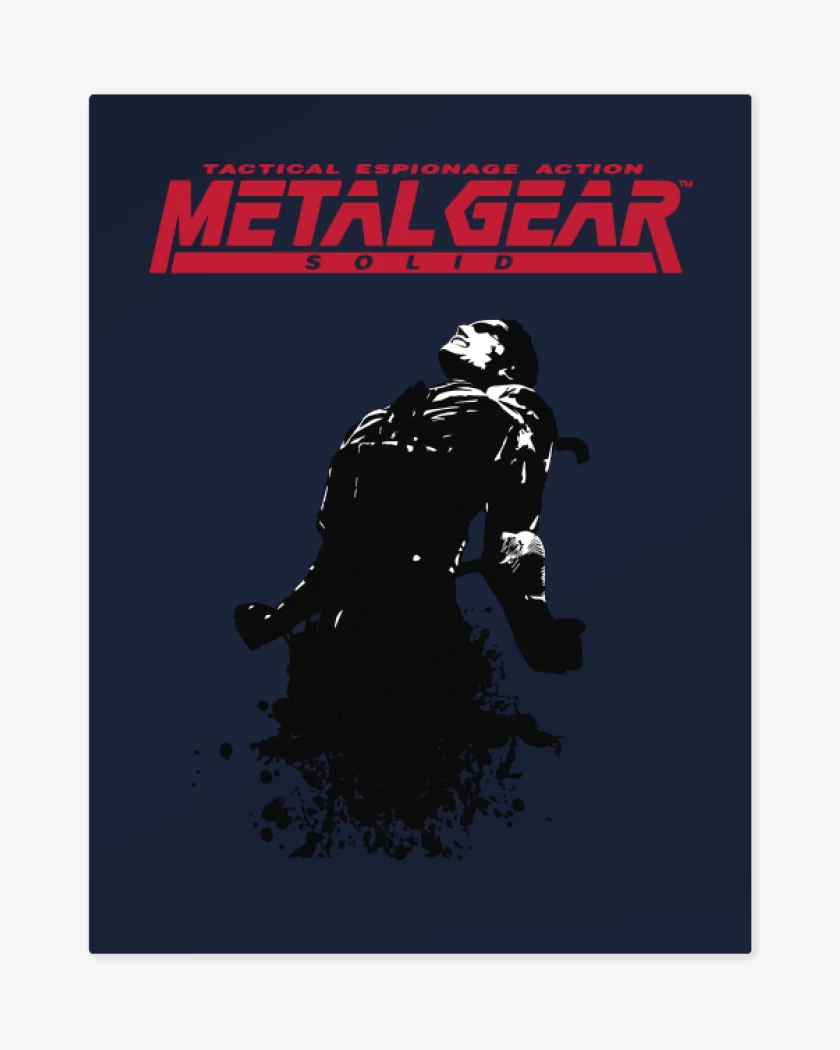 Print metalico Azul Marino de Megal Gear - Snake