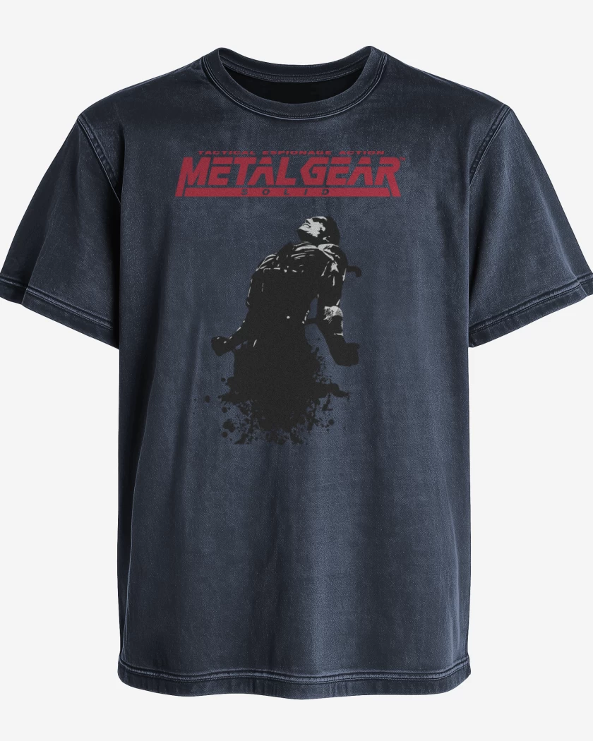 Polera desgastada Azul Marino de Megal Gear - Snake