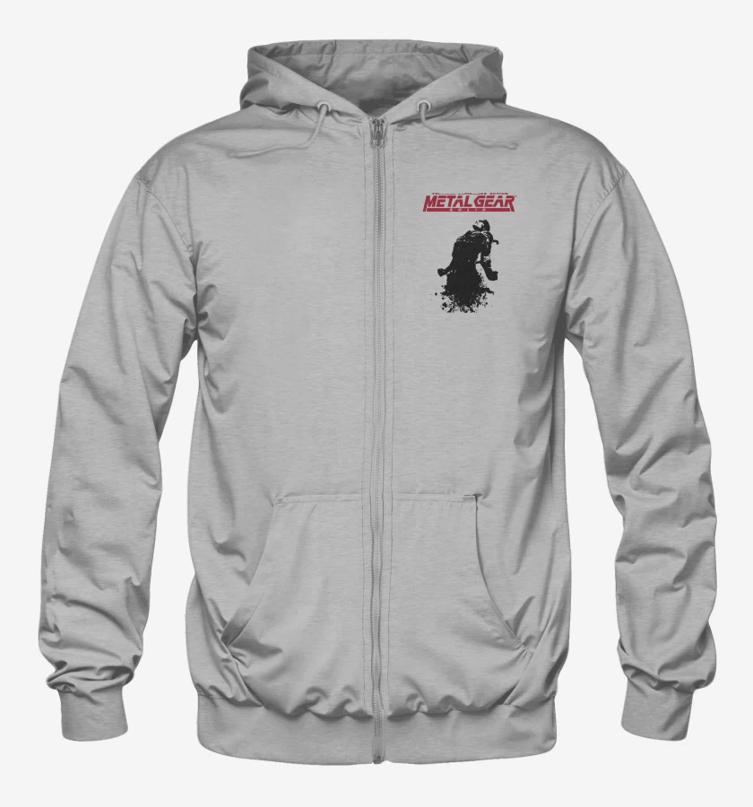 Poleron Canguro con cierre Gris Melange de Megal Gear - Snake