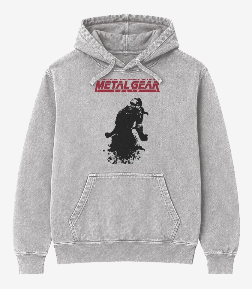 Poleron Canguro Acid Wash Gris Melange de Megal Gear - Snake