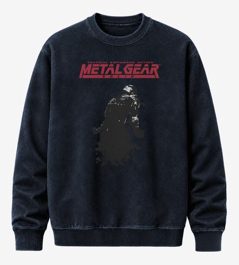 Poleron Polo Acid Wash Azul Marino de Megal Gear - Snake