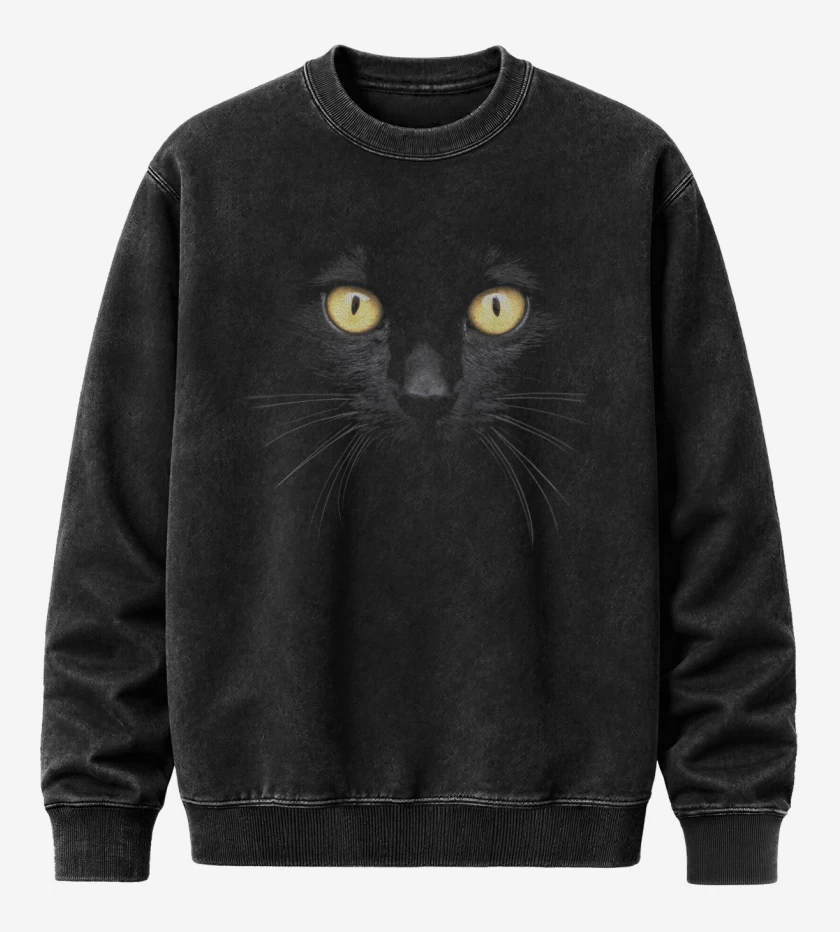 Poleron Polo Acid Wash Negro de Gatito 8000