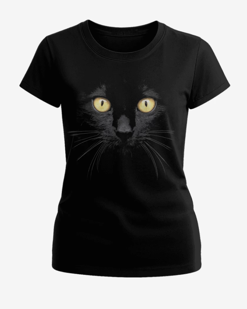Polera de Mujer Negro de Gatito 8000